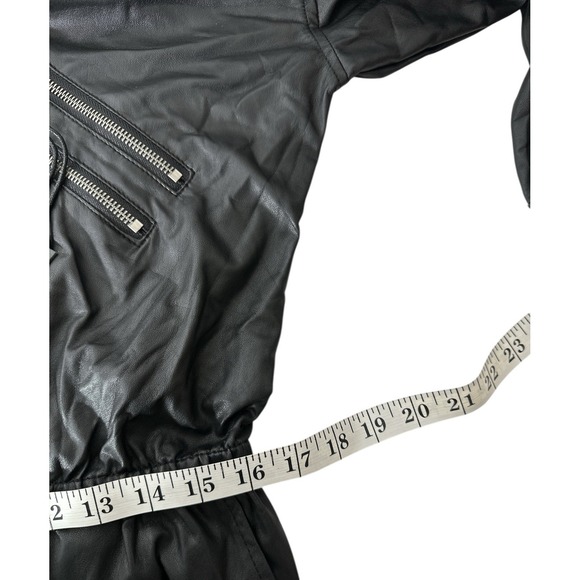 New Blank NYC Jumpsuit Womens Large Black Vegan Leather Moto Flight Suit NO BELT - Picture 9 of 13